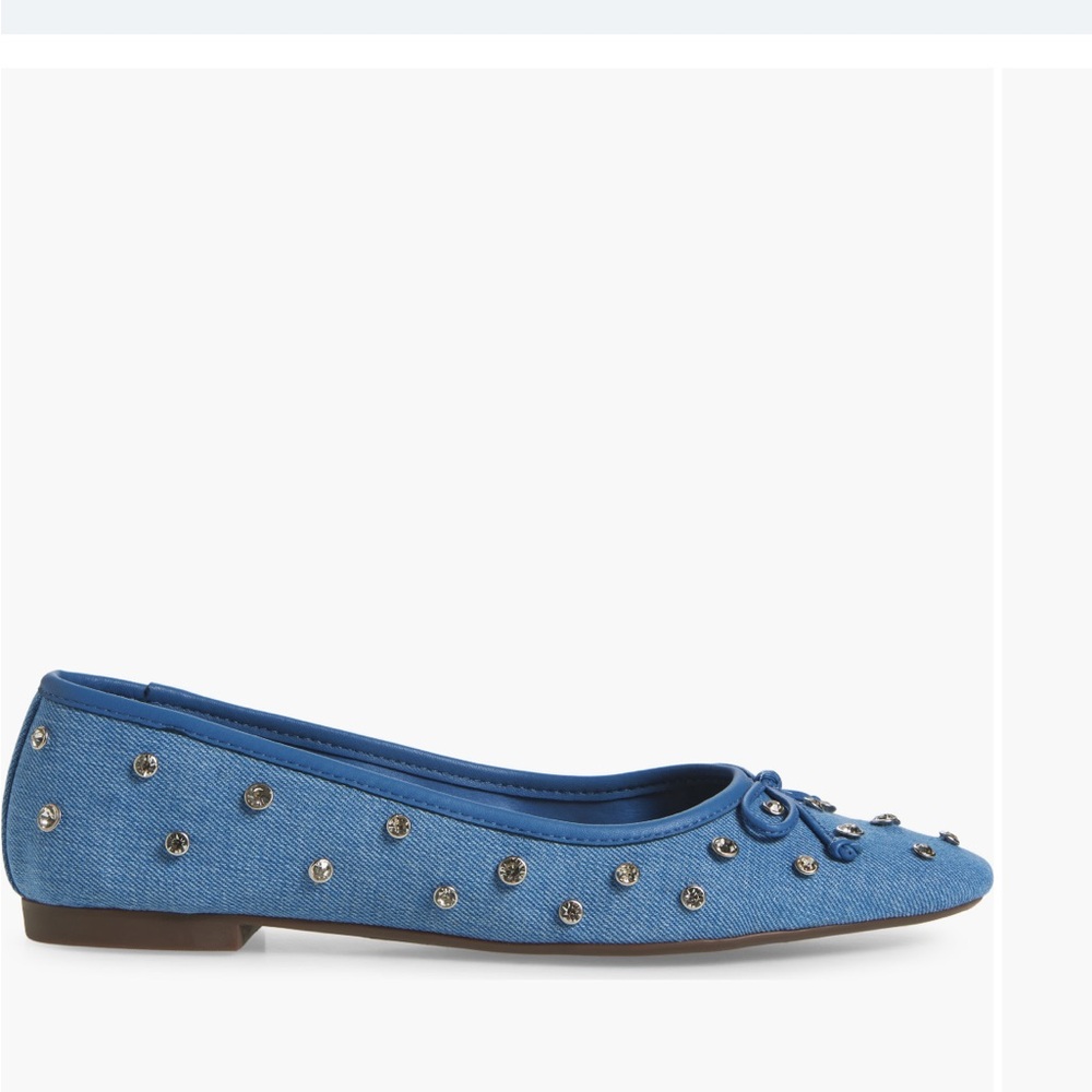 Schutz Arissa Rhinestone Flats Women’s Size 7B Azul Blue Slip-On Shoes NEW w box - Picture 2 of 10